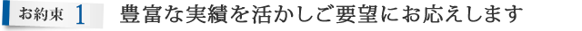 お約束2.豊富な実績を活かしご要望にお応えします